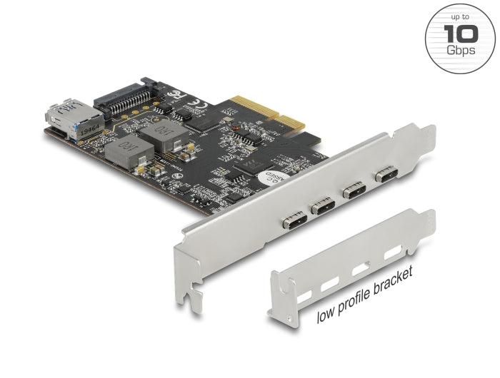Delock PCI Express x4 Karte zu 4 x USB Type-C™ + 1 x USB Typ-A - SuperSpeed USB 10 Gbps - Low Profile Formfaktor