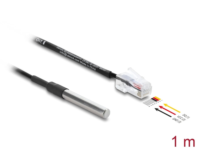 Delock Temperaturfühler-Kabel mit RJ45 Stecker DS18B20 1 m
