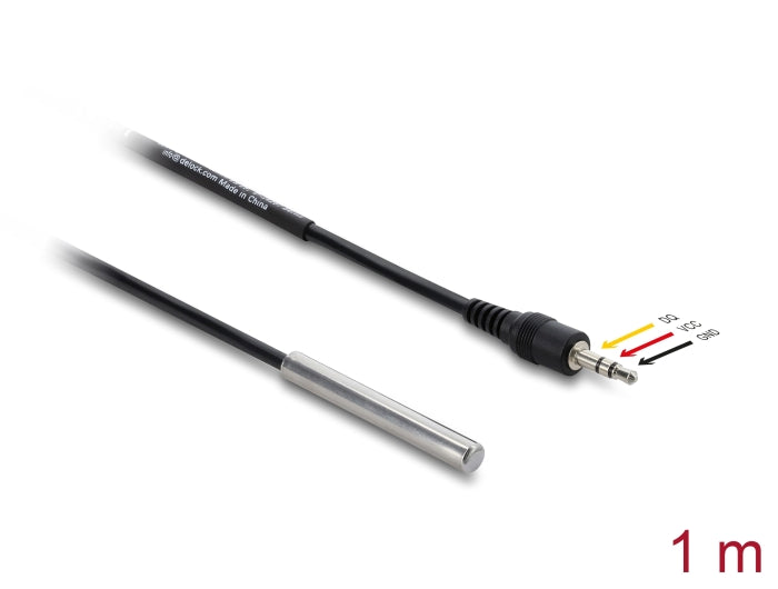 Delock Temperaturfühler-Kabel mit 3,5 mm 3 Pin Klinkenstecker DS18B20 1 m