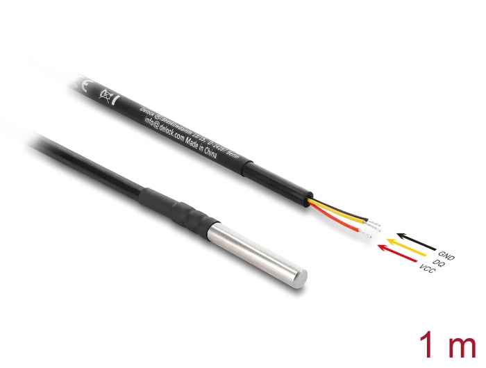 Delock Temperaturfühler-Kabel mit 3 x offene Kabelenden DS18B20 1 m