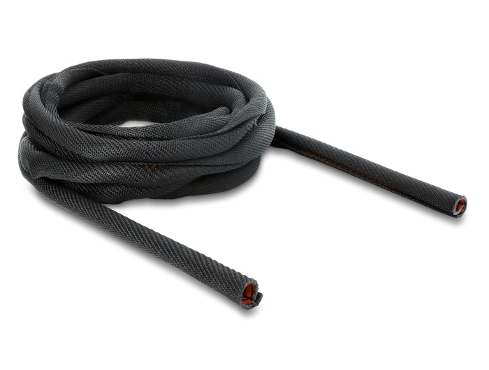 Delock Kabelschutzschlauch mit orangener Verschleißanzeige selbstschließend doppellagig 5 m x 10 mm schwarz