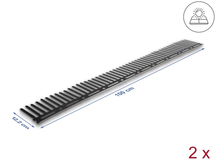 Delock Tierabwehr Barriere / Taubenabwehr für Photovoltaik Anlagen 1 m - 2 Stück braun (122 mm)