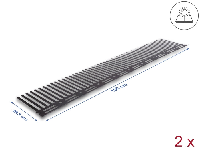 Delock Tierabwehr Barriere / Taubenabwehr für Photovoltaik Anlagen 1 m - 2 Stück braun (193 mm)