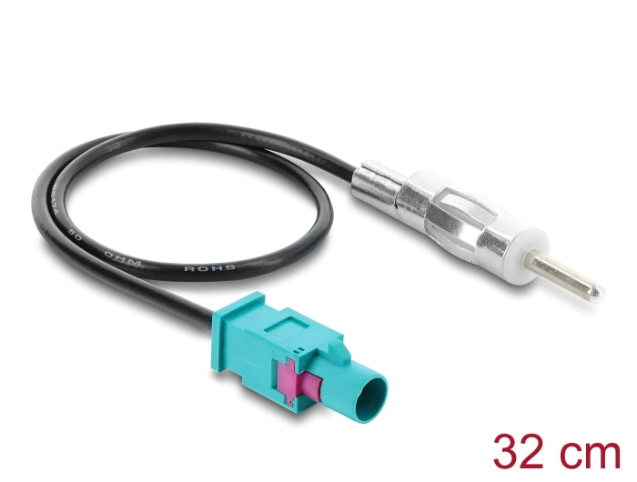 Delock Antennenkabel FAKRA Z Stecker > DIN Stecker RG-174 32 cm schwarz