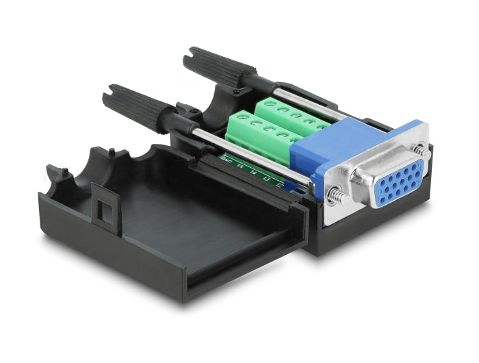 Delock VGA15 Buchse zu Terminalblock Adapter mit Gehäuse