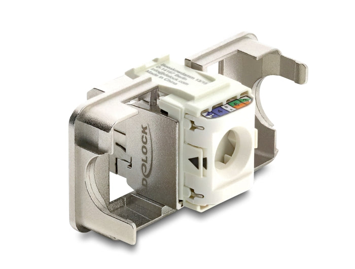 Delock Keystone Modul RJ45 Buchse zu LSA Cat.6A geschirmt mit Abschirmgeflecht werkzeugfrei