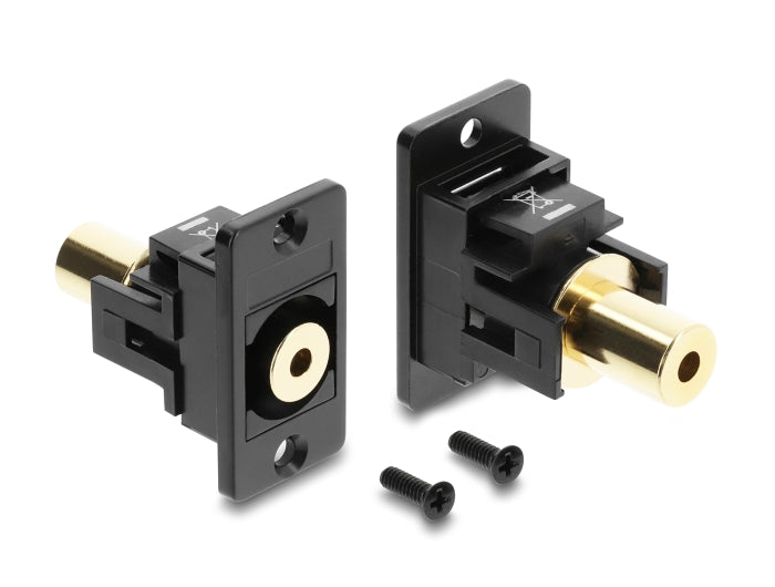 Delock Panel Mount Klinkenbuchse 3,5 mm 4 Pin zu Klinkenbuchse 3,5 mm 4 Pin vergoldet schwarz