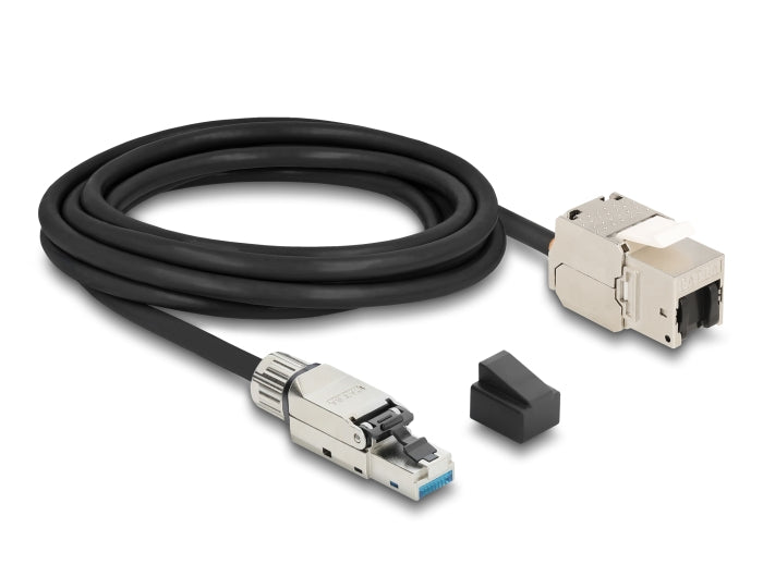 Delock Kabel RJ45 Stecker feldkonfektionierbar zu Keystone Modul RJ45 Buchse Cat.6A 3 m