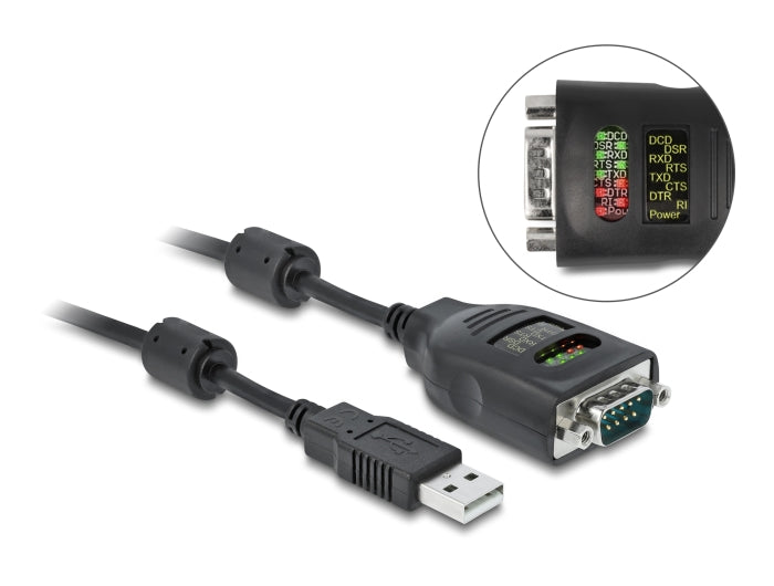 Delock USB Typ-A zu Seriell DB9 Adapter mit 9 LED RS-232 Tester