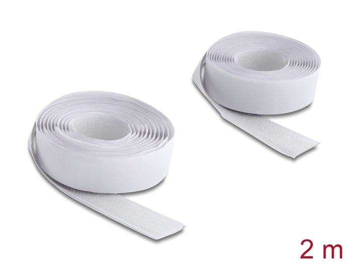 Delock Klettband selbstklebend mit Haft- und Flauschband L 2 m x B 20 mm weiß
