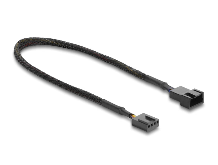 Delock Lüfter Verlängerungskabel PWM Stecker zu Buchse 4 Pin mit Geflechtummantelung 30 cm schwarz