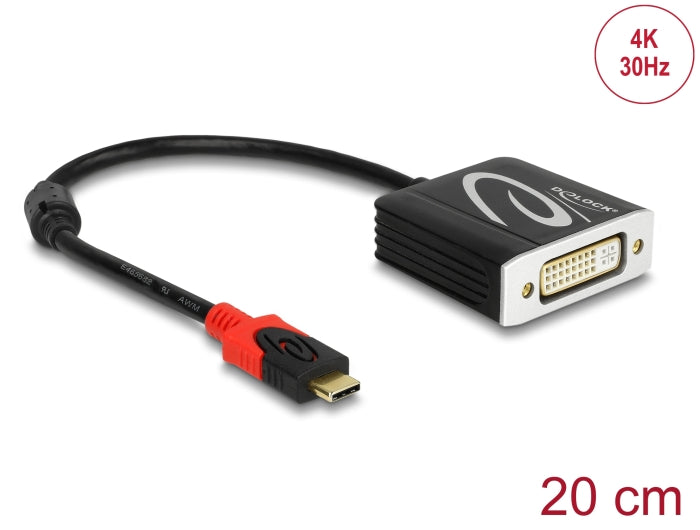 Delock Adapter USB Type-C™ Stecker > DVI Buchse (DP Alt Mode) 4K 30 Hz