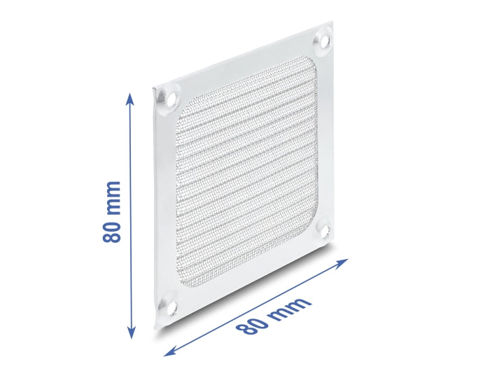 Delock Lüftergitter 80 x 80 mm Aluminium – Lüfter Staubfilter mit Edelstahl-Filtergewebe