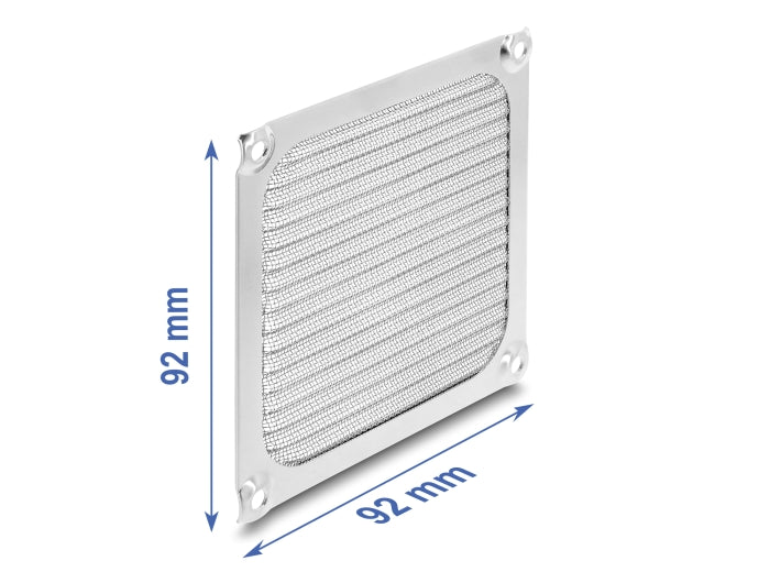 Delock Lüftergitter 92 x 92 mm Aluminium – Lüfter Staubfilter mit Edelstahl-Filtergewebe