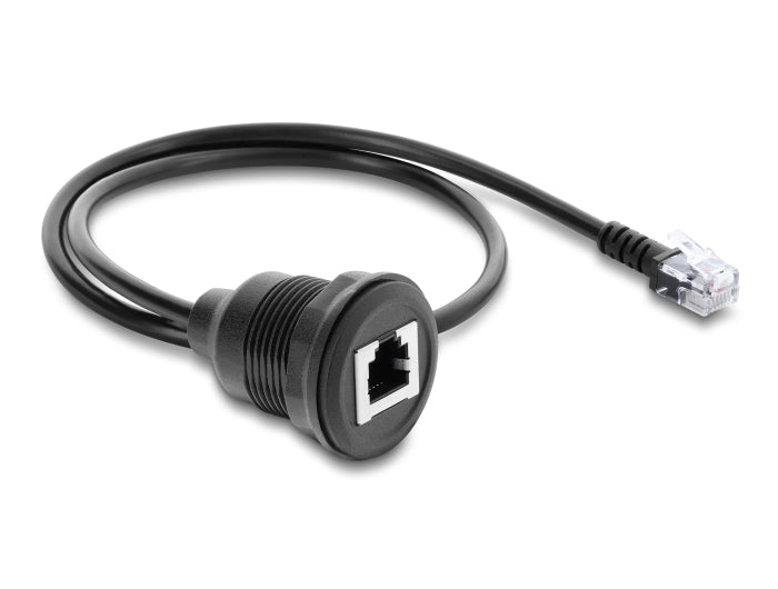 Delock Kabel RJ12 Stecker zu RJ12 Buchse zum Einbau 50 cm schwarz