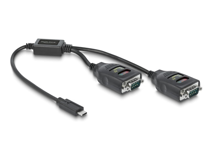 Delock Adapter USB Type-C™ zu 2 x Seriell RS-232 DB9 mit 15 kV ESD Schutz