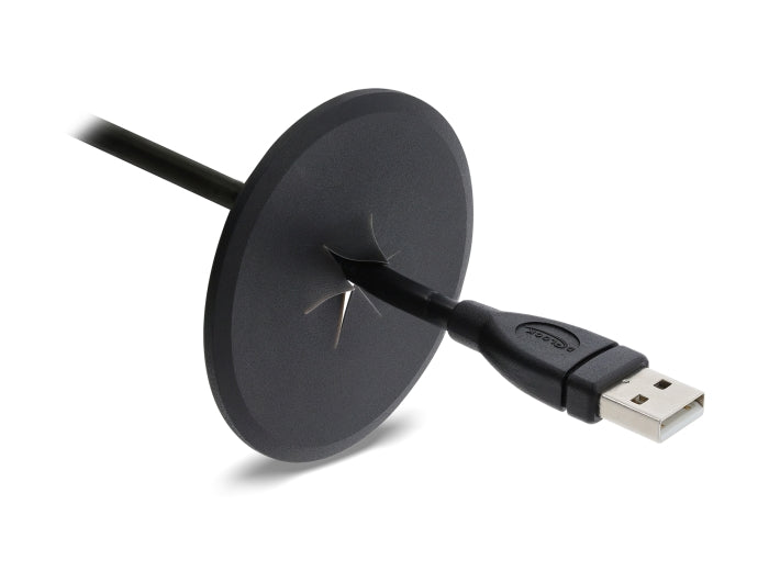 Delock Silikon Kabeldurchführung rund Ø 65 mm zur Wandmontage / Tischmontage weiß / schwarz