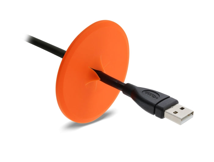 Delock Silikon Kabeldurchführung rund Ø 65 mm zur Wandmontage / Tischmontage weiß / orange