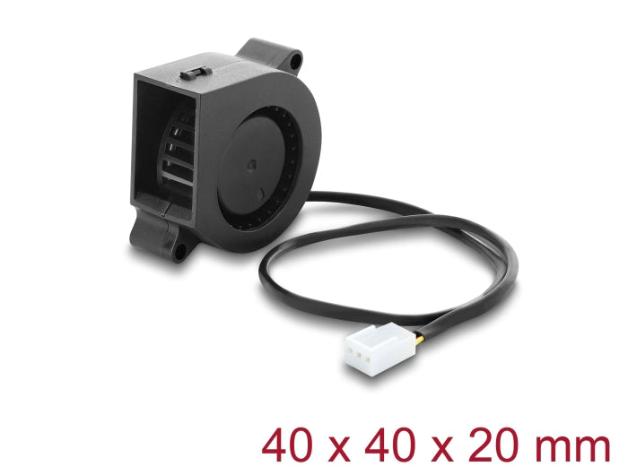 Delock Radiallüfter / Lüftergebläse 12 V DC 40 x 40 x 20 mm mit 3-Pin Lüfteranschluss, schwarz