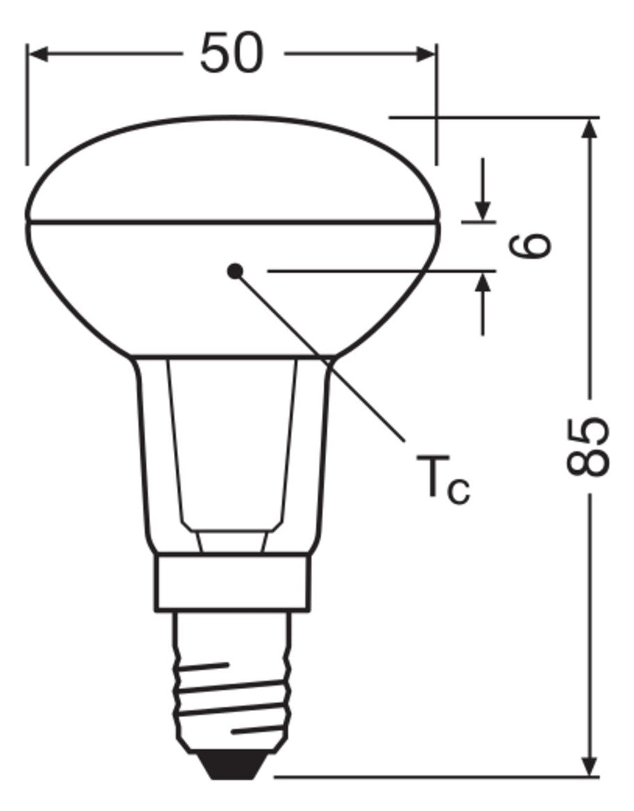 LEDVANCE LED-Reflektorlampe E14 5,9W ws LED R50 60 36° DIM P 5.9W 927 E14 2700K