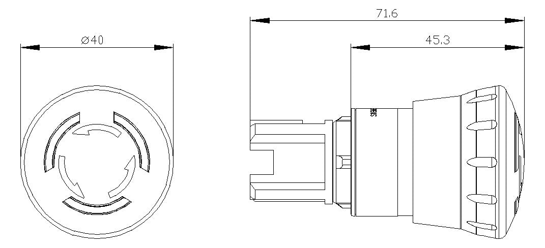 SIEMENS Not-Aus Taster Aufb IP67 Dreh 1Ö 3SU1001-1HB20-0AA0 m.Bel 22mm