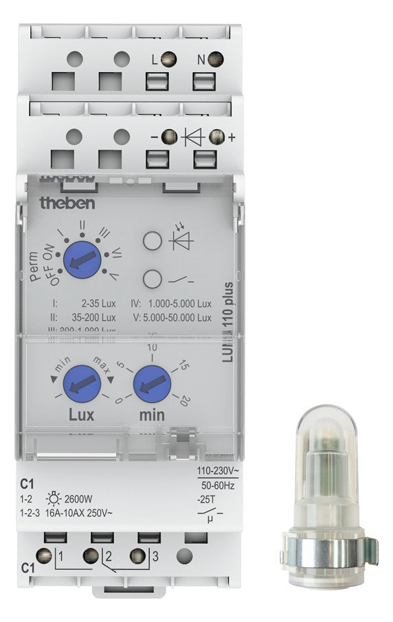 THEBEN Dämmerungsschalter REG 1W 2600W LUNA 110 plus AL 1200s/ein 1200s/aus