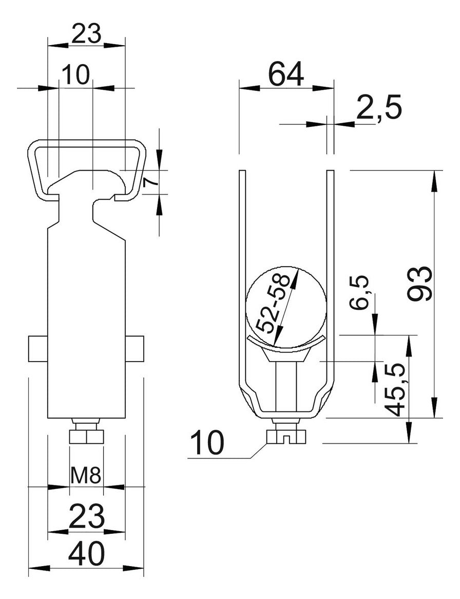 BETTERMANN Bügelschelle 52-58mm 1f Alu 2056 58 ALU Profilschiene W=Kst hfr