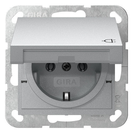 GIRA Steckdose 1f alu UP Klappd IP20 System 55 445426