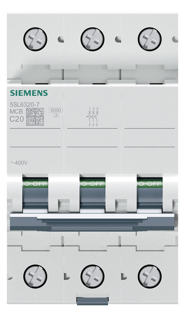 SIEMENS Leitungsschutzschalter UC C 20A 5SL6320-7 3p 400V 3TE 50Hz IP20