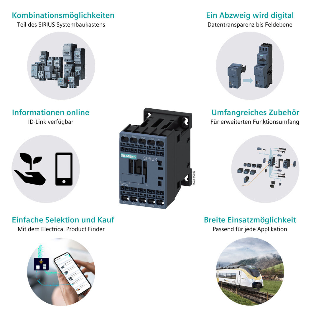 SIEMENS Leistungsschütz 5,5kW 3S 24VDC 3RT2017-2BB41 12A 1S/Hilf REG