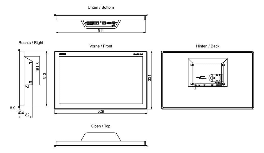 SIEMENS Grafik-Panel m.Farbdisplay DC 6AV2128-3XB06-0AX1 19,2-28,8V 2HW/IE