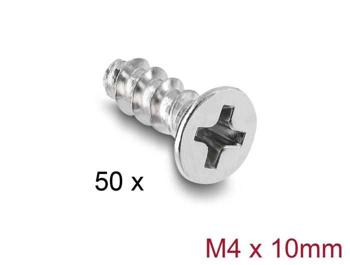 Delock Lüfterschraube M4 x 10 mm 50 Stück silber