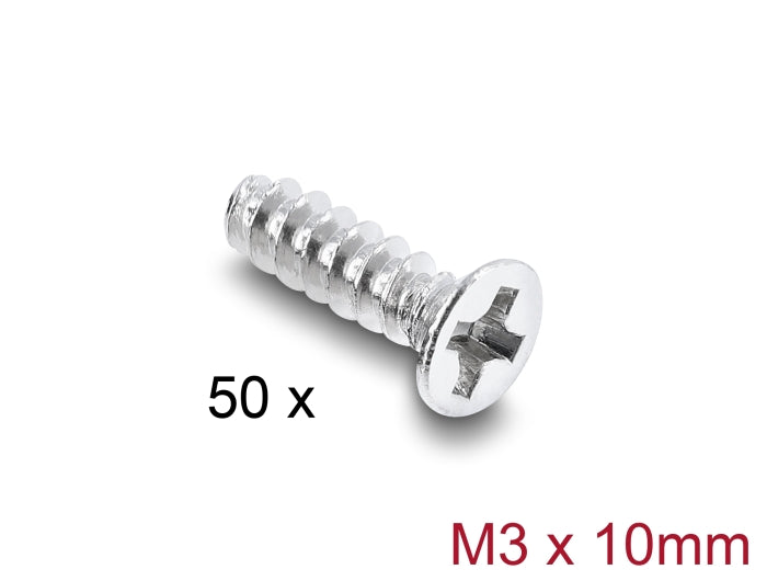 Delock Lüfterschraube M3 x 10 mm 50 Stück silber