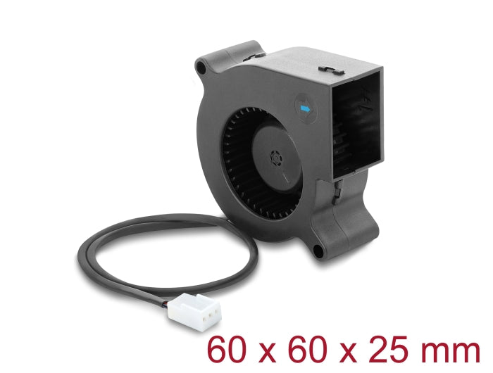 Delock Radiallüfter / Lüftergebläse 12 V DC 60 x 60 x 25 mm mit 3-Pin Lüfteranschluss, schwarz