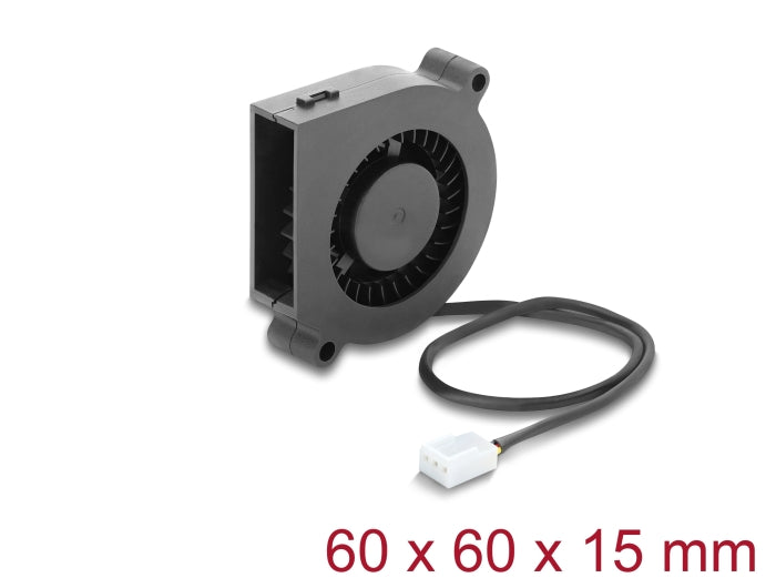 Delock Radiallüfter / Lüftergebläse 12 V DC 60 x 60 x 15 mm mit 3-Pin Lüfteranschluss, schwarz
