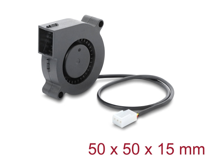 Delock Radiallüfter / Lüftergebläse 12 V DC 50 x 50 x 15 mm mit 3-Pin Lüfteranschluss, schwarz