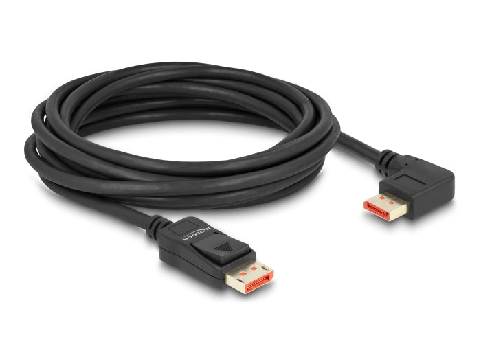 Delock DisplayPort Kabel Stecker gerade zu Stecker 90° links gewinkelt 8K 60 Hz 5 m