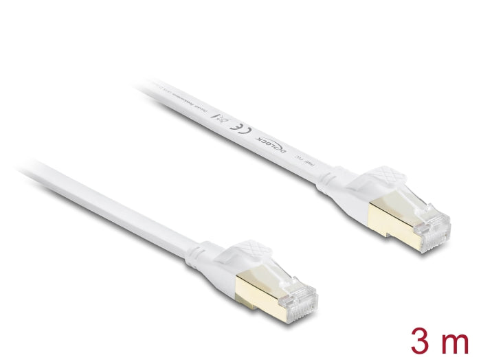 Delock RJ45 Flachband Patchkabel Cat.8.1 U/FTP bis 40 Gbps 3 m weiß