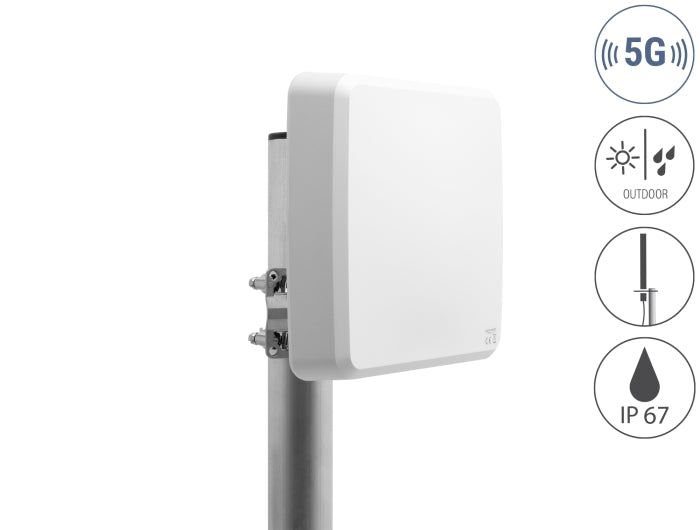 Delock 5G 3300 - 5000 MHz MIMO Antenne 2 x N Buchse 9 dBi direktional Wand- und Mastmontage outdoor weiß