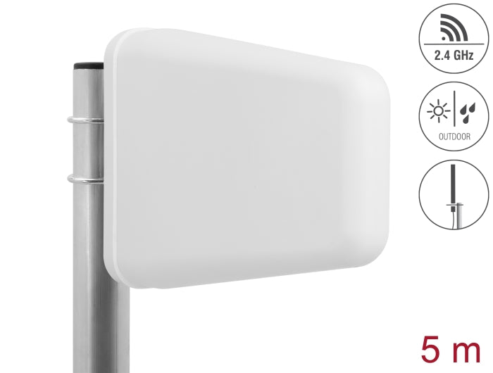 Delock LTE Band 20/1/3/7 Antenne N Buchse 8 ~ 9 dBi 5 m RG-58 direktional weiß outdoor