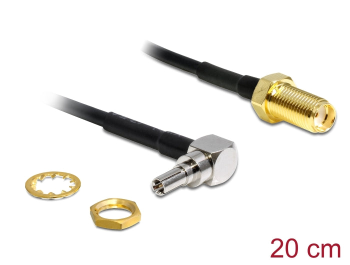 Delock Antennenkabel SMA Buchse zum Einbau > CRC-9 90° Stecker 200 mm
