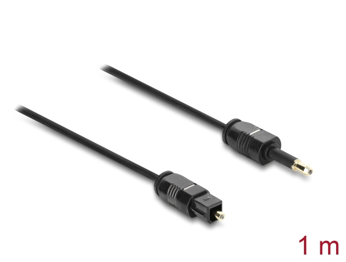 Delock TOSLINK Kabel mini TOSLINK 3,5 mm Stecker auf TOSLINK Stecker, Ø 2,2 mm, 1 m, schwarz