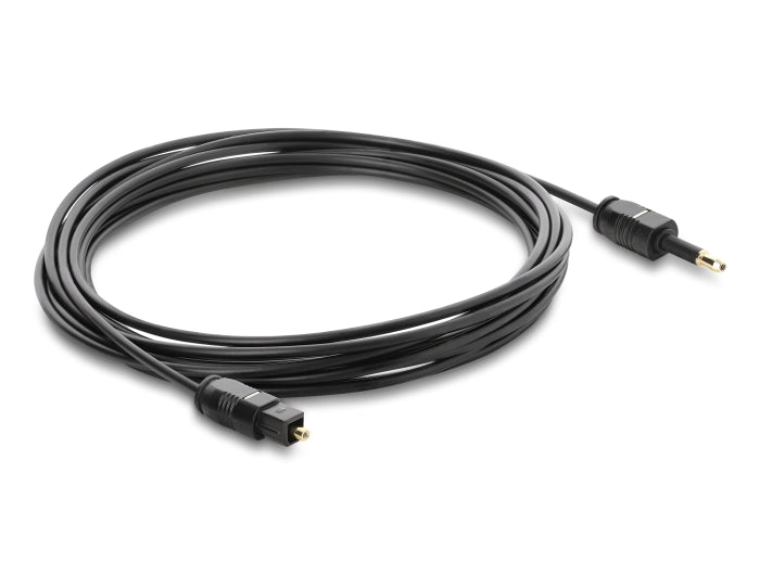 Delock TOSLINK Kabel mini TOSLINK 3,5 mm Stecker auf TOSLINK Stecker, Ø 2,2 mm, 3 m, schwarz