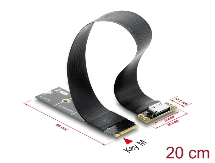 Delock M.2 Key M zu 1 x OCuLink SFF-8612 Konverter mit 20 cm Kabel