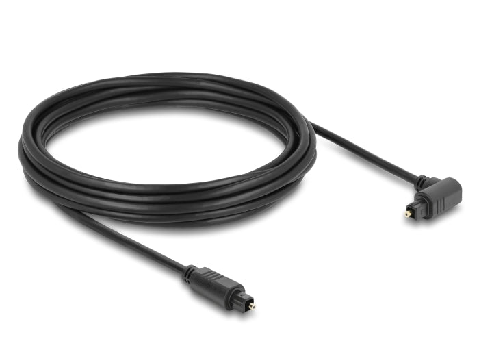 Delock TOSLINK Kabel Stecker 90° gewinkelt auf Stecker gerade, Ø 4 mm, 5 m, schwarz