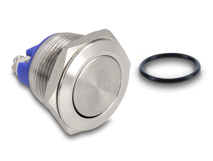 Delock Drucktaster zum Einbau 19 mm 2 x Schraubklemme Taster flach