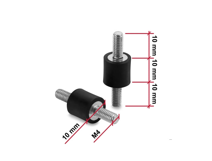 Delock Vibrationsdämpfer M4 x 0,7 mm D 10 x H 10 mm mit 2 x Außengewinde 4 Stück schwarz