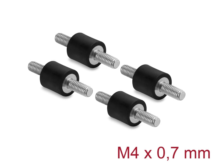 Delock Vibrationsdämpfer M4 x 0,7 mm D 10 x H 10 mm mit 2 x Außengewinde 4 Stück schwarz