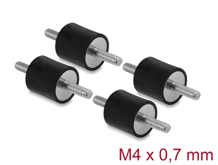 Delock Vibrationsdämpfer M4 x 0,7 mm D 15 x H 15 mm mit 2 x Außengewinde 4 Stück schwarz