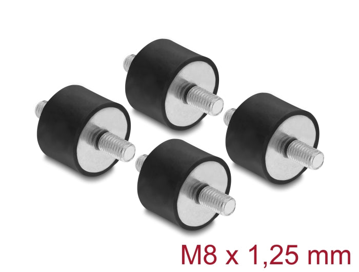 Delock Vibrationsdämpfer M8 x 1,25 mm D 30 x H 20 mm mit 2 x Außengewinde 4 Stück schwarz